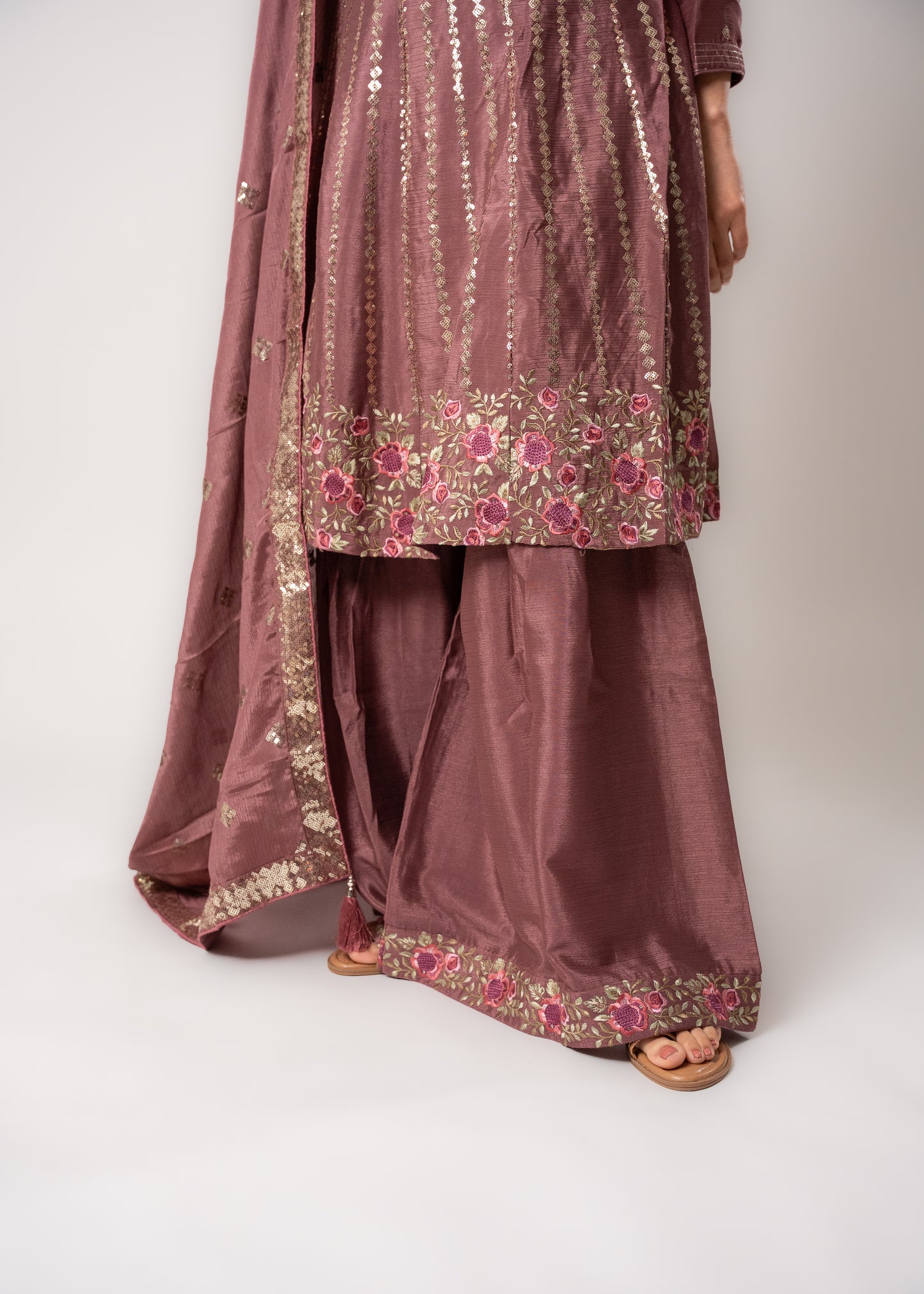 Muted Mauve Pink Gharara Suit
