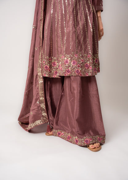 Muted Mauve Pink Gharara Suit