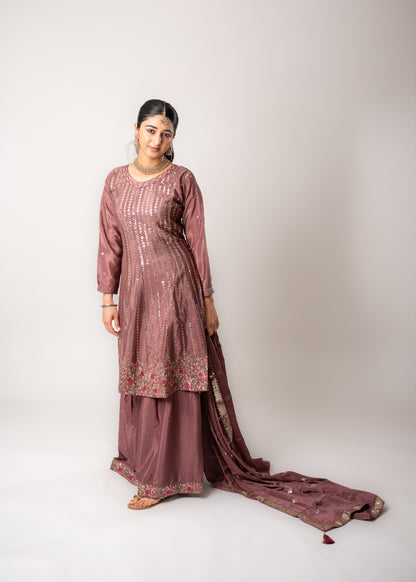 Muted Mauve Pink Gharara Suit