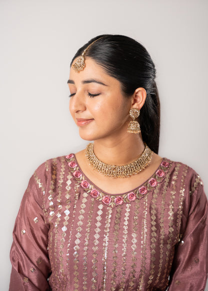 Muted Mauve Pink Gharara Suit