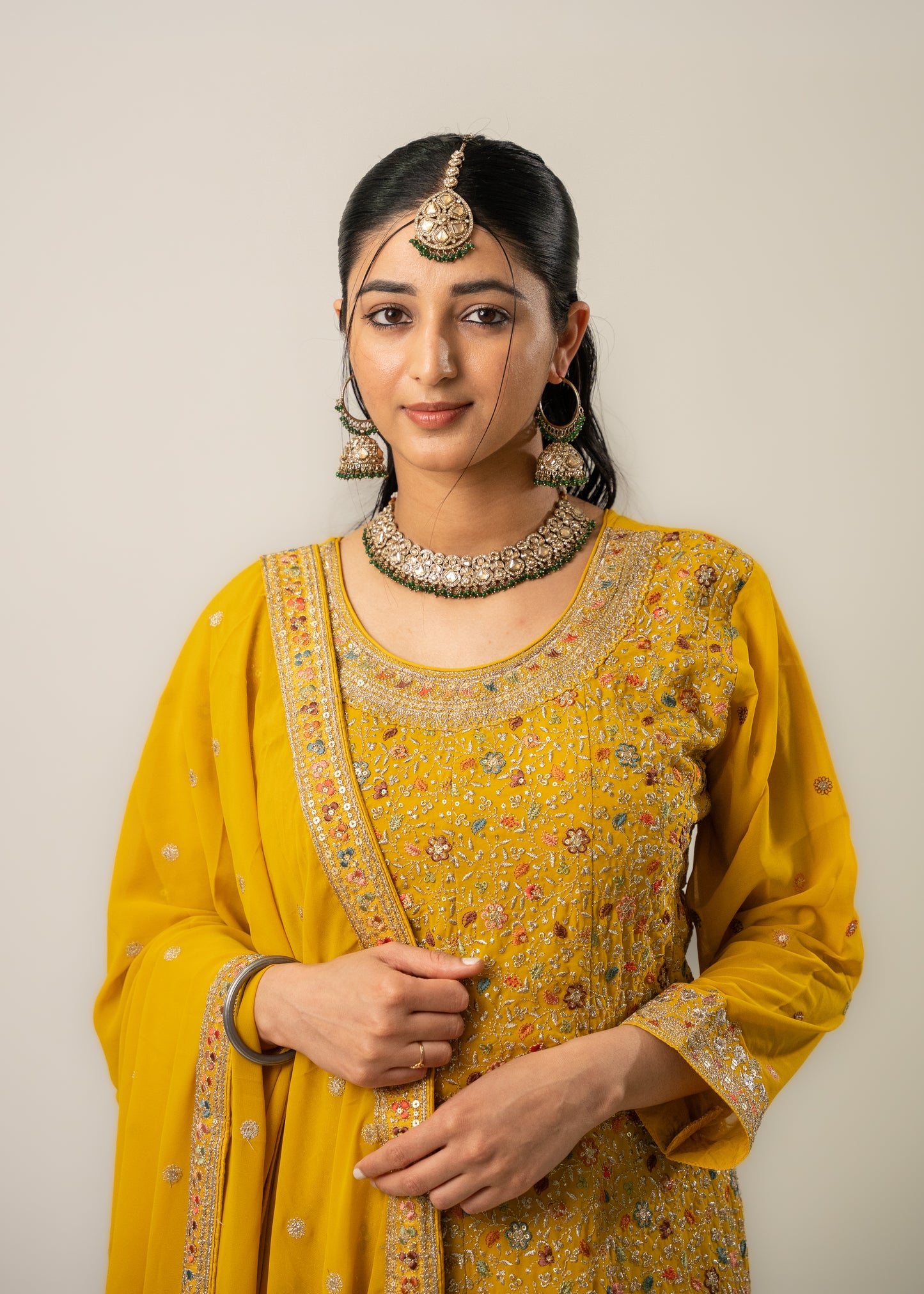 Mustard Yellow Hand-Embroidered Suit