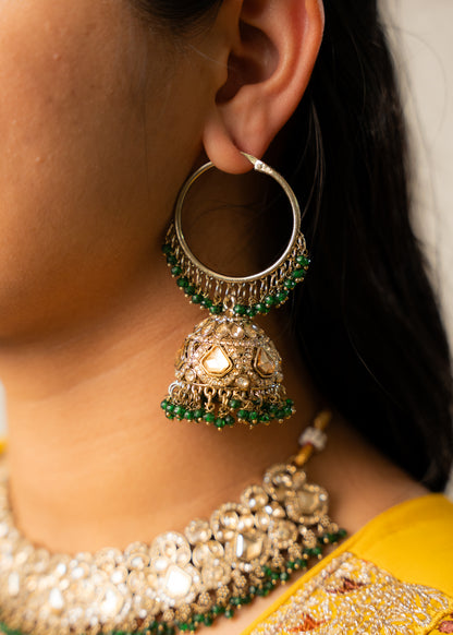 Emerald Royale Kundan Necklace Set