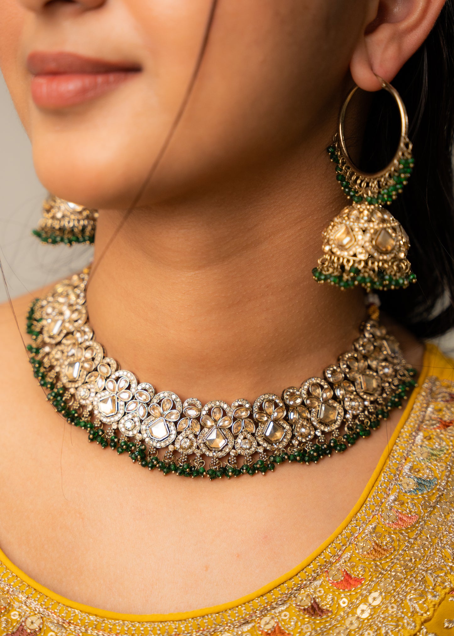 Emerald Royale Kundan Necklace Set