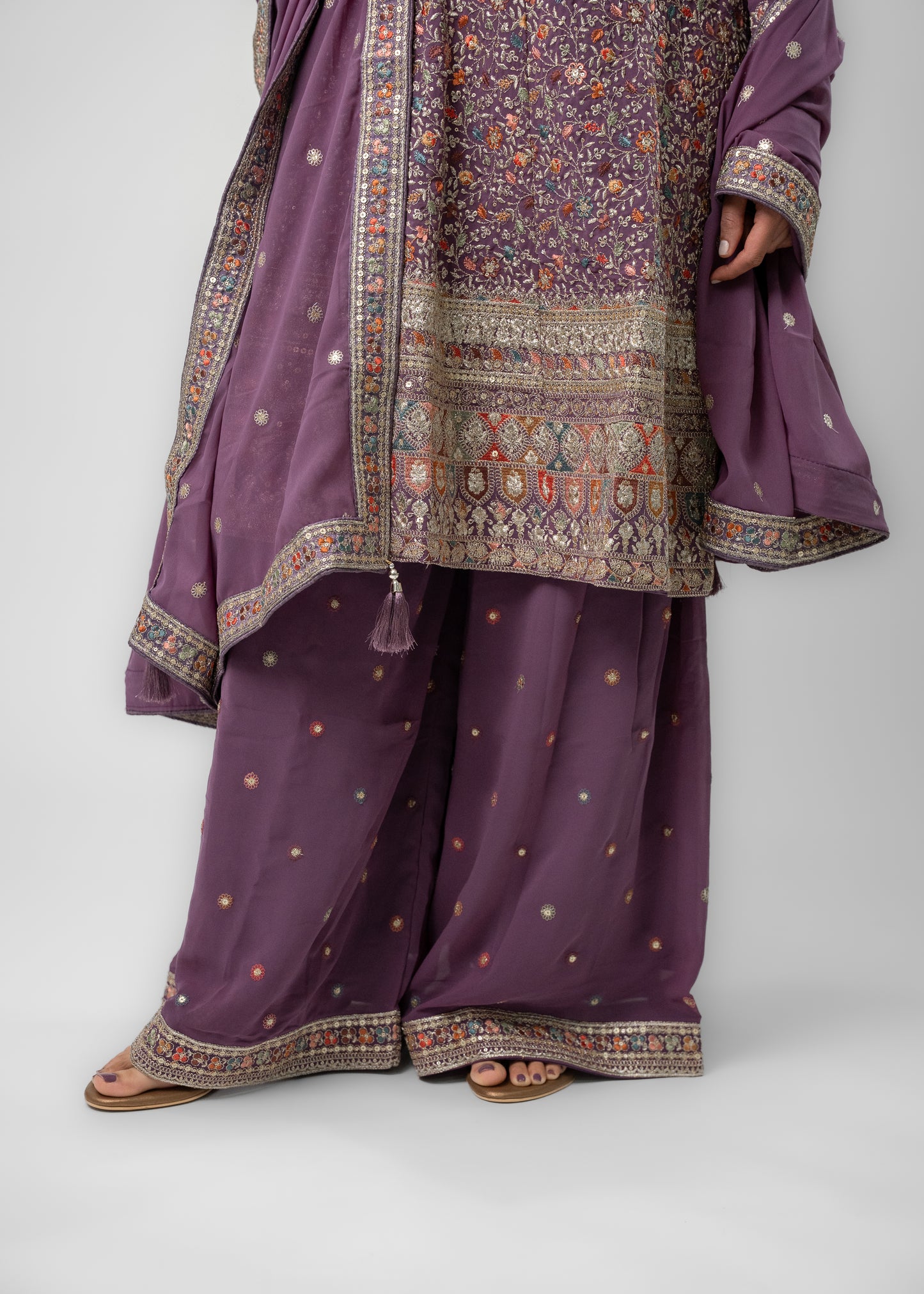 Plum Intricate Embroidered Suit