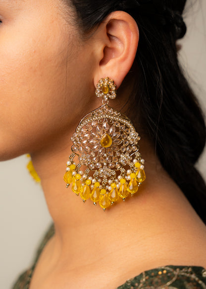 Golden Radiance Jhumka Set with Yellow Accents