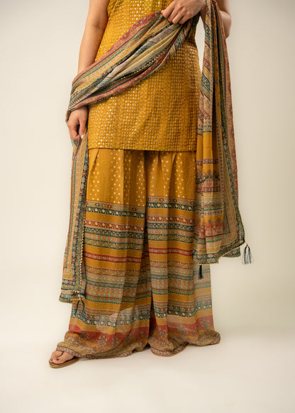 Mustard Yellow Designer Gharara Suit