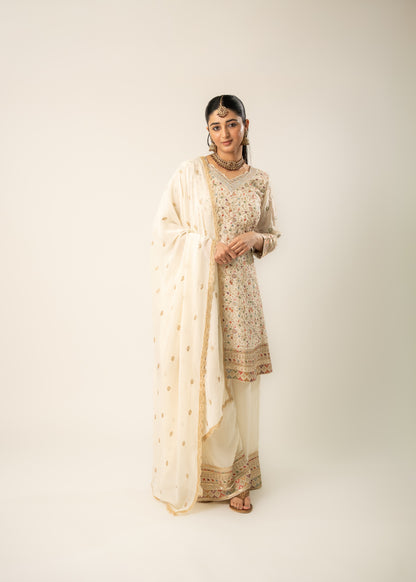 Ivory Gold-Embroidered Suit