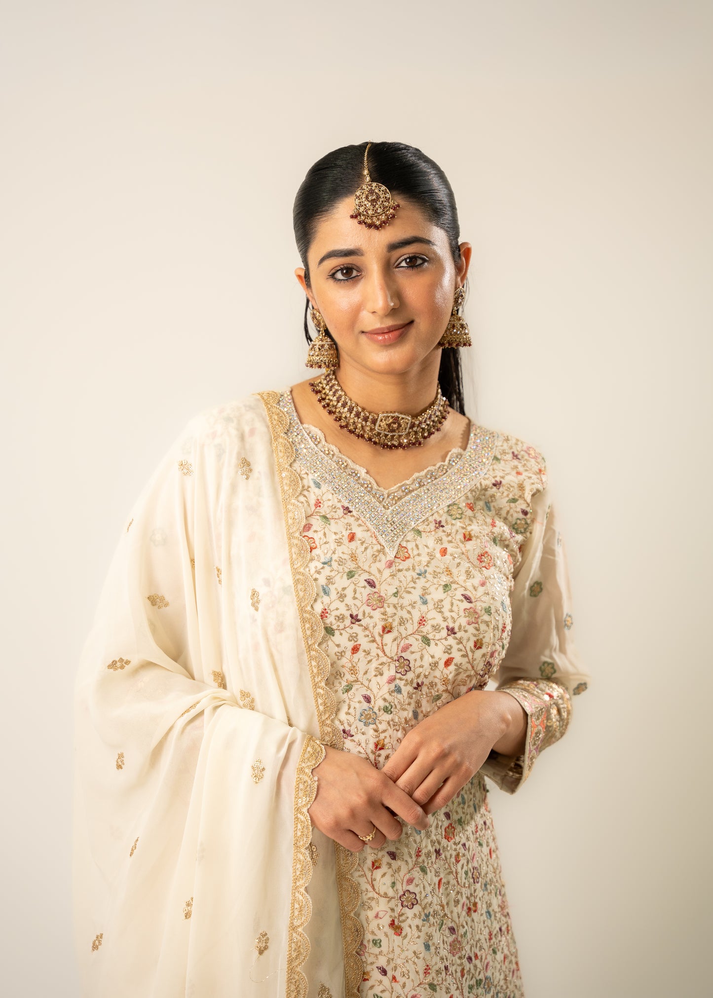 Ivory Gold-Embroidered Suit