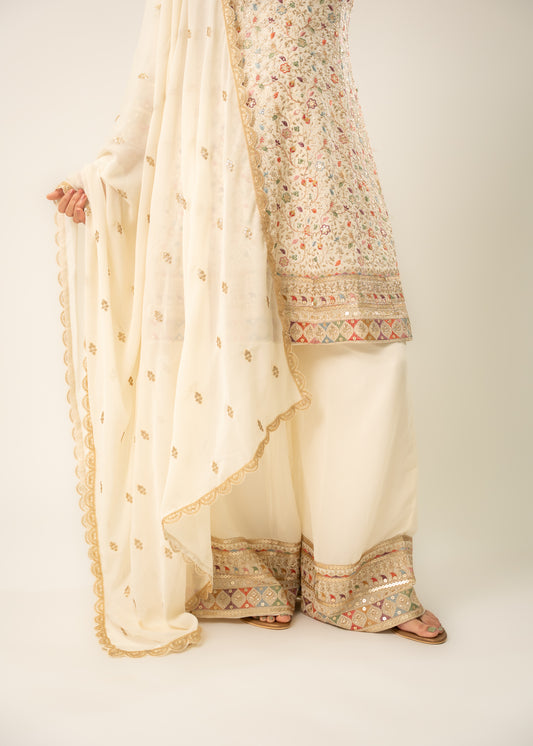 Ivory Gold-Embroidered Suit