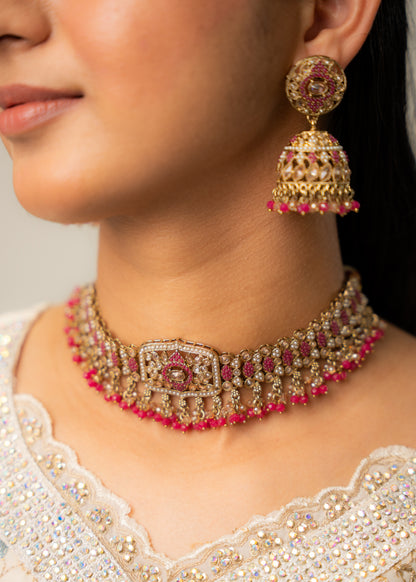 Ruby Glow Maharani Choker Set