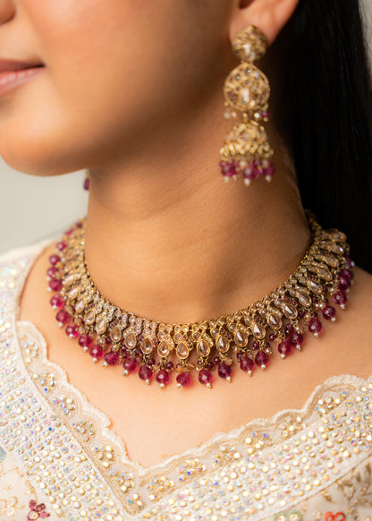 Roseberry Charm Kundan Necklace Set