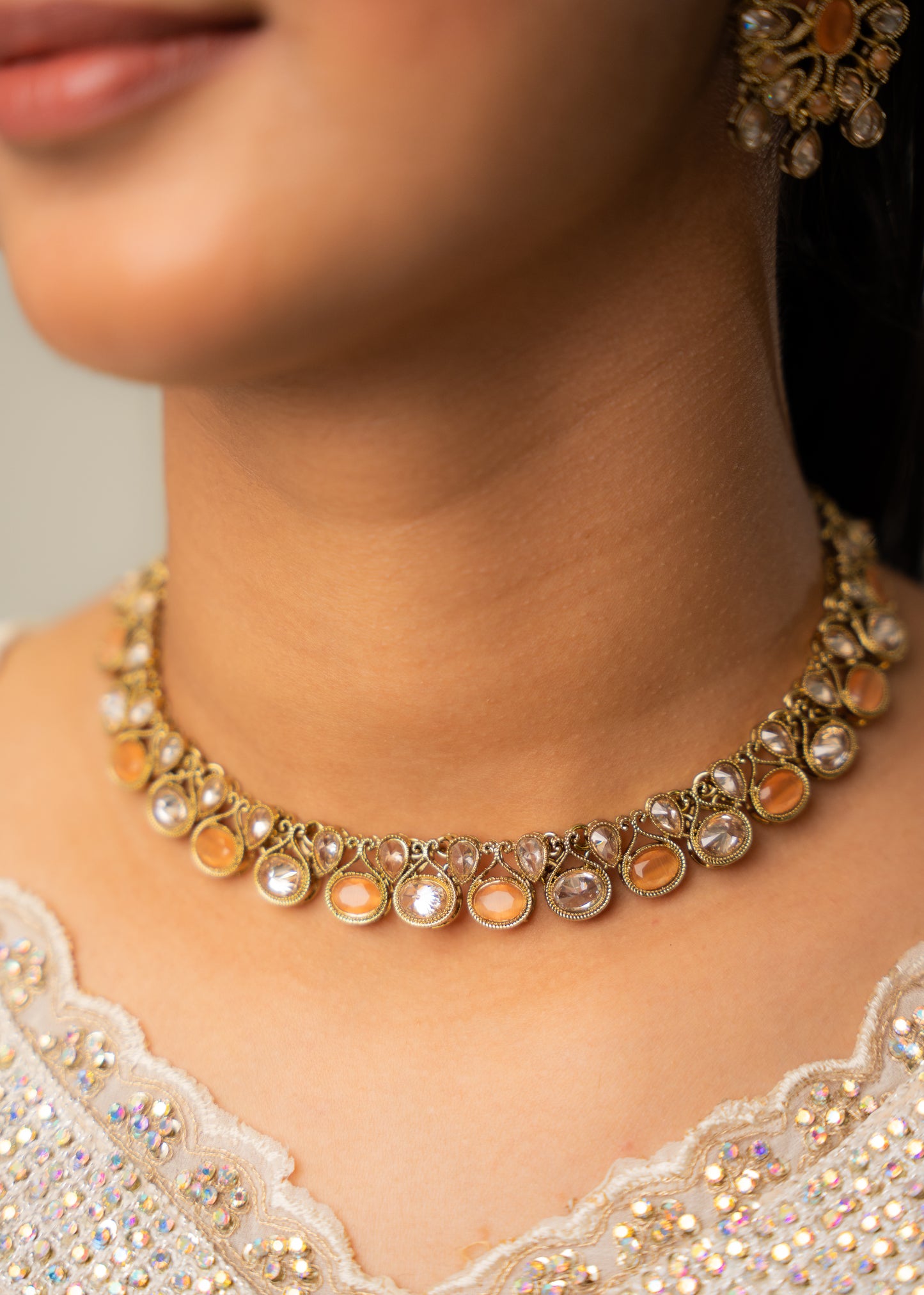 Royal Amber Kundan Necklace Set