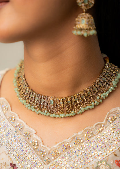 Mint Green Royal Charm Choker Set