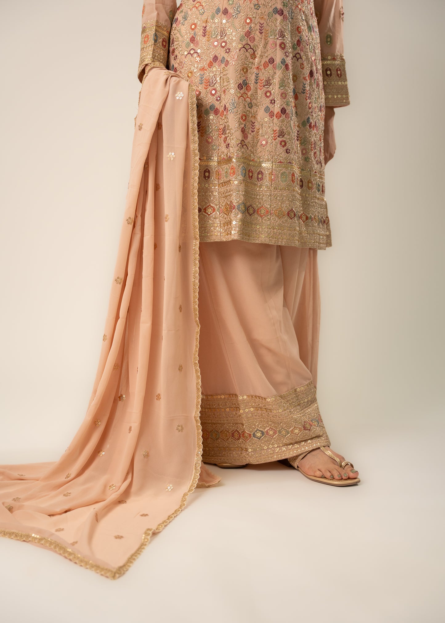 Blush Pink Floral Embroidered Suit