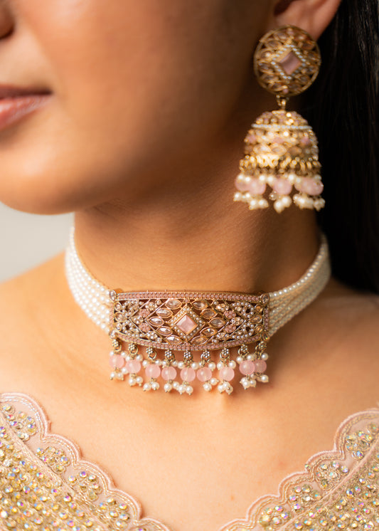 Blush Pink Pearl Choker Set
