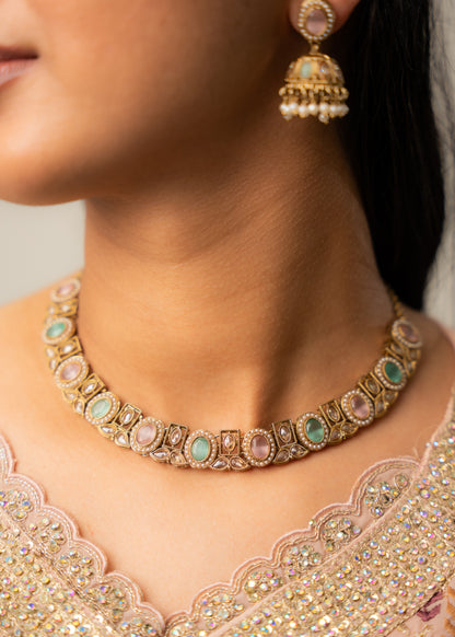 Ruby Emerald Harmony Necklace Set