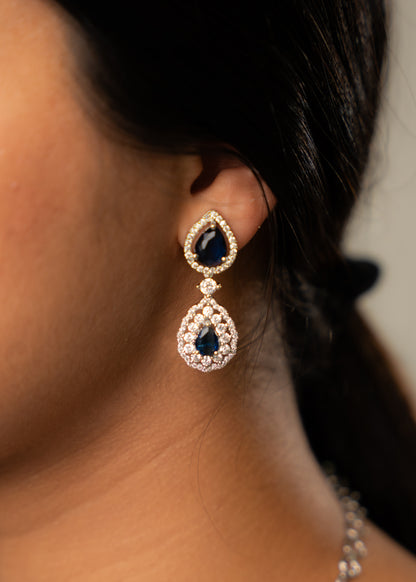 Royal Blue Crystal AD Necklace Set