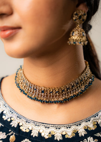 Blue Heritage Choker Necklace Set