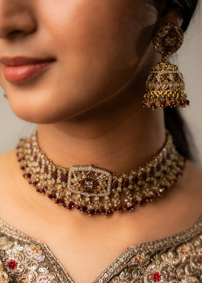 Blood Maroon Heritage Choker Set