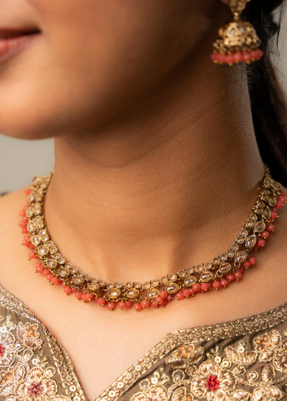 Crimson Glow Kundan Necklace Set