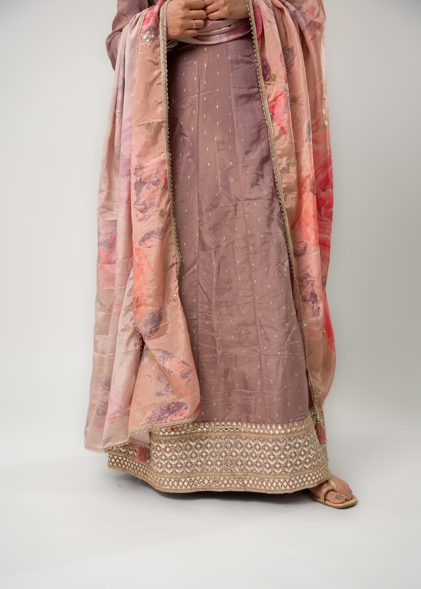 Rosewood Printed Elegance Anarkali Suit