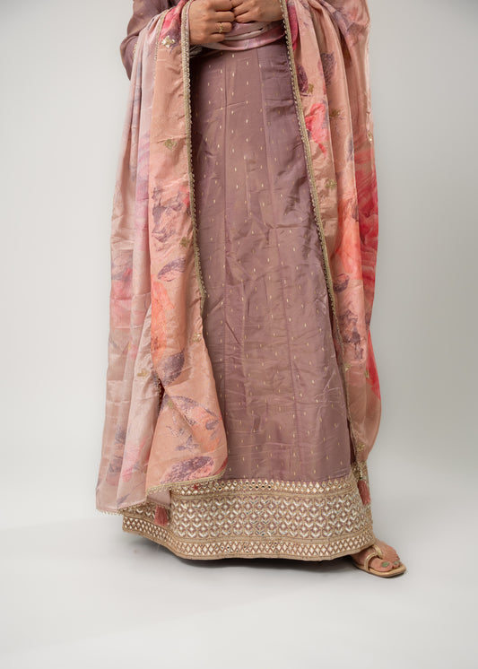 Rosewood Printed Elegance Anarkali Suit