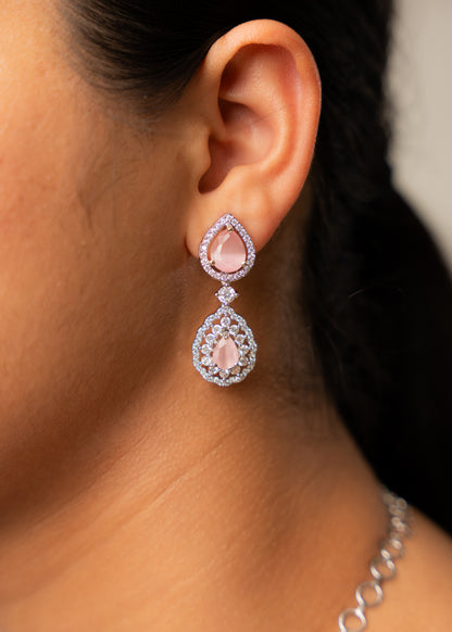 Blush Pink Statement AD Necklace Set