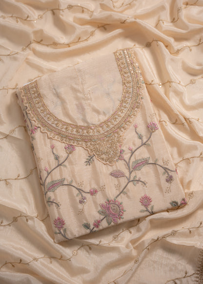Pearl Beige Chinon Sharara Suit