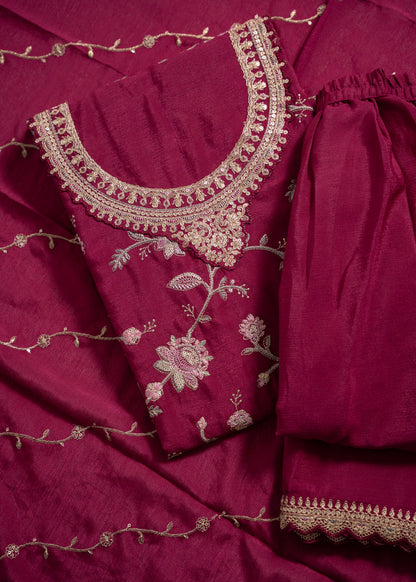 Wine Pink Chinon Sharara Suit