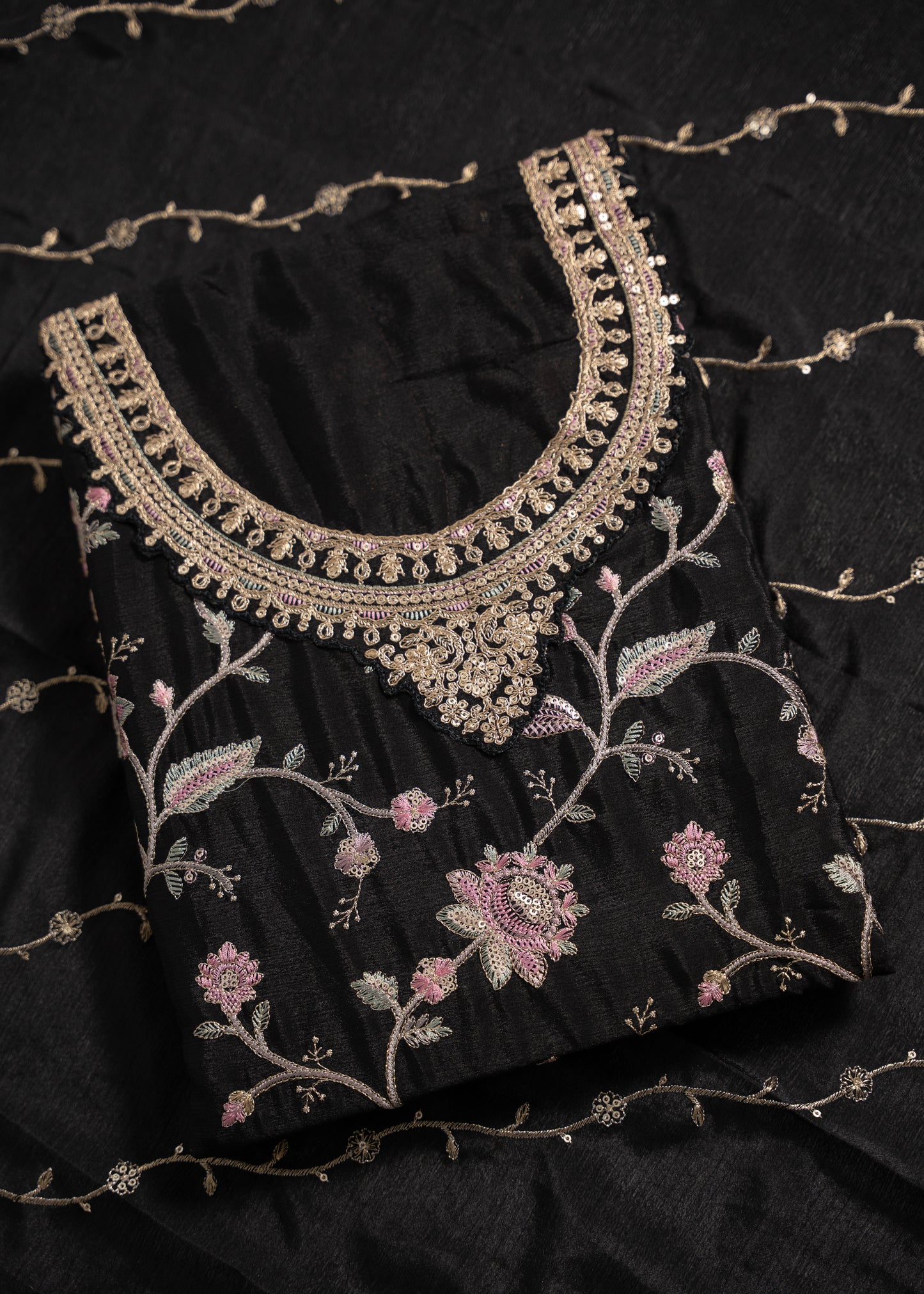 Black Chinon Sharara Suit