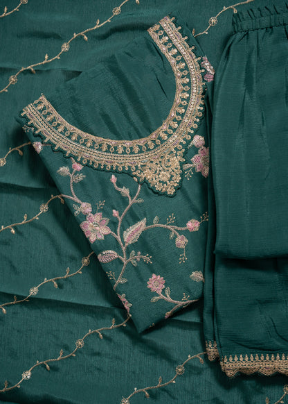 Bottle Green Chinon Sharara Suit