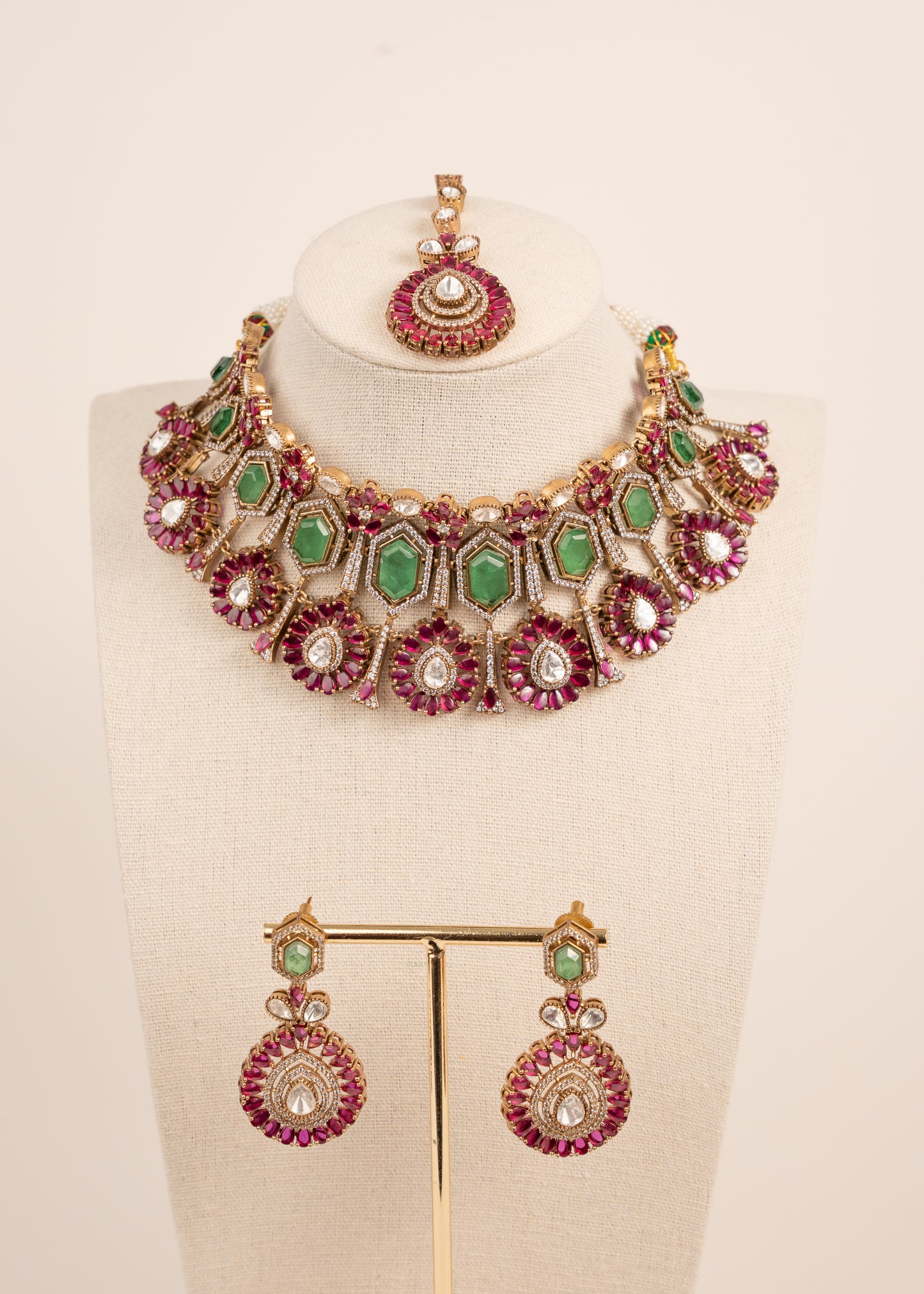 Sabyasachi Inspired Uncut Kundan Choker Set/ Gold plated Kundan Jewelry/ Statement Wedding Set