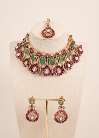 Sabyasachi Inspired Uncut Kundan Choker Set/ Gold plated Kundan Jewelry/ Statement Wedding Set
