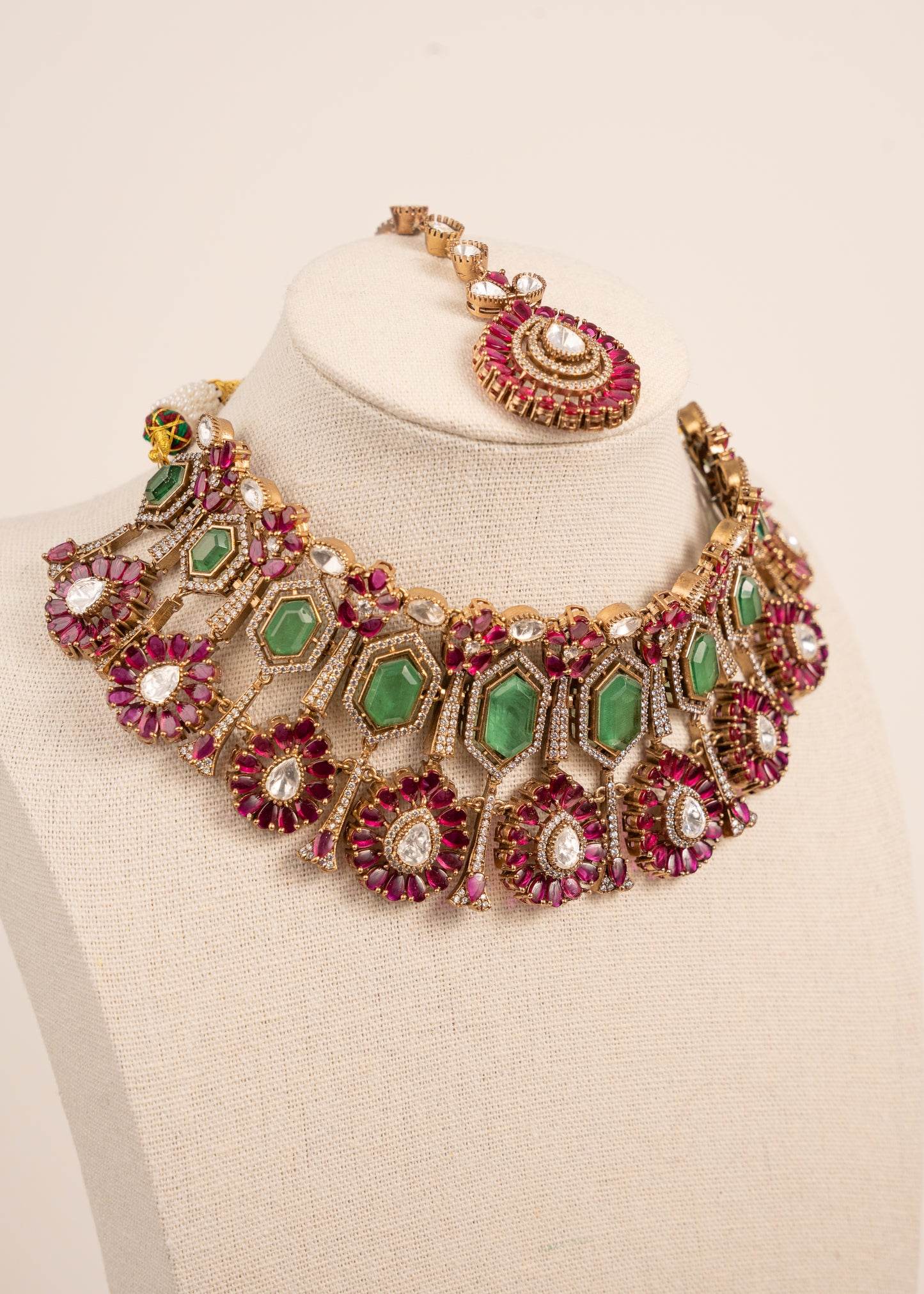 Sabyasachi Inspired Uncut Kundan Choker Set/ Gold plated Kundan Jewelry/ Statement Wedding Set