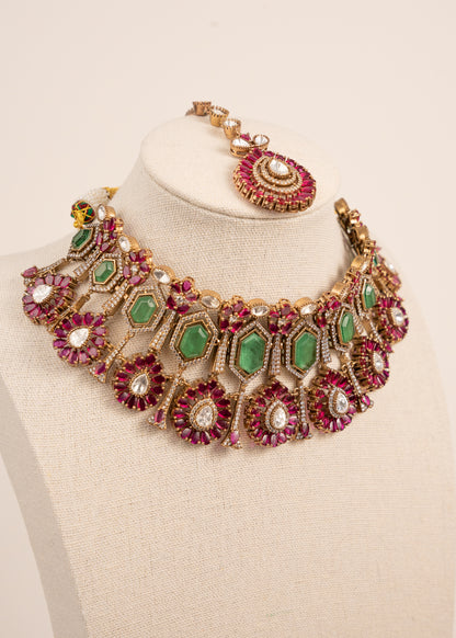Sabyasachi Inspired Uncut Kundan Choker Set/ Gold plated Kundan Jewelry/ Statement Wedding Set