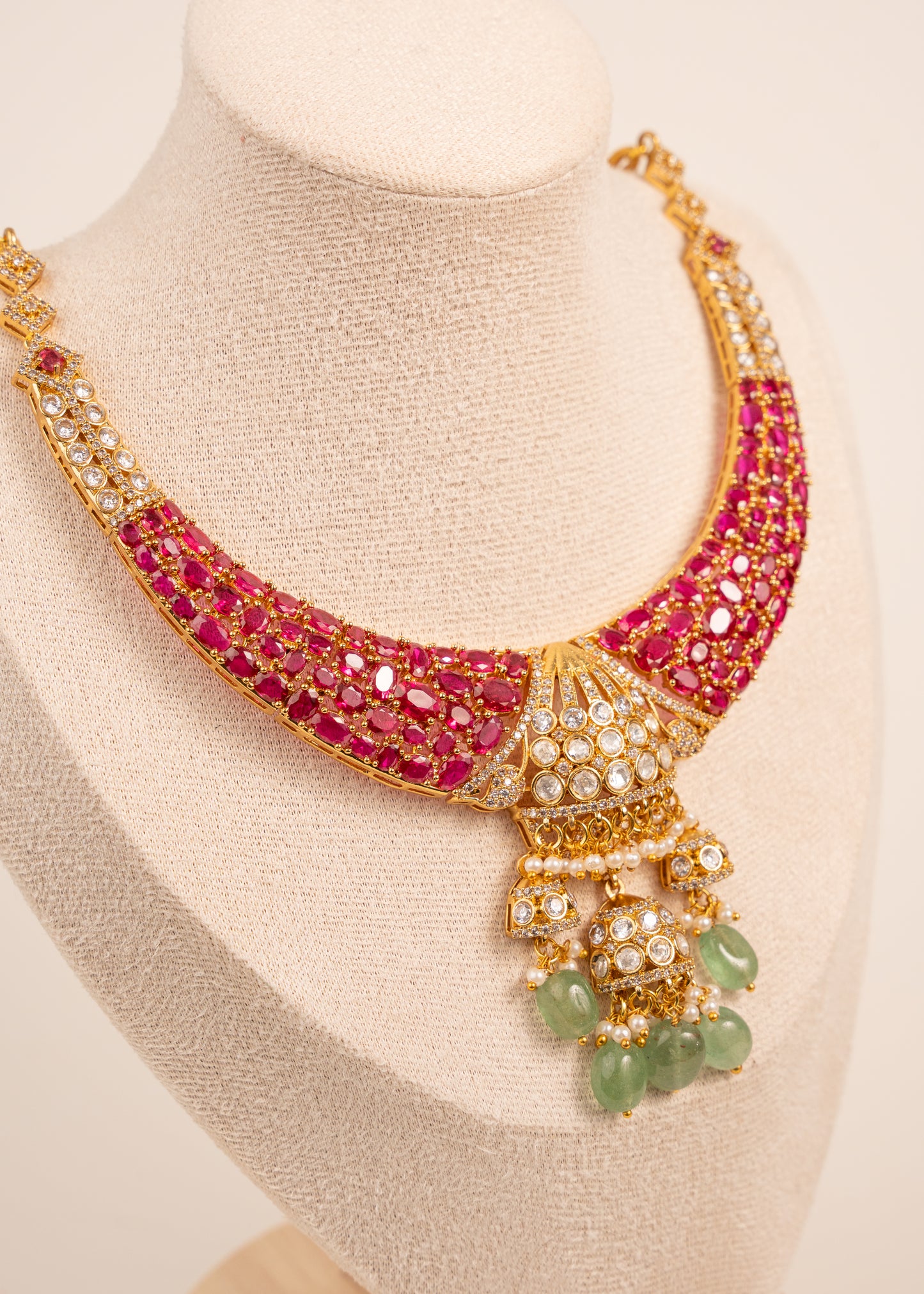 Victorian Moissanite Polki CZ Diamond Necklace/ Indian Bridal Jewelry/ Bollywood Sabyasachi Inspired Set/ Pakistani Jewelry