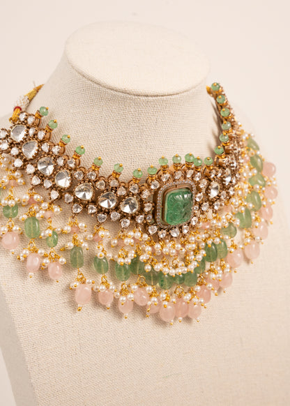 Pastel Kundan Bridal Choker Set/ Uncut Kundan Necklace/ High Quality Jewelry/ Bollywood Style Necklace/ Mint/ Sage/ Green/ Pink/ Pista