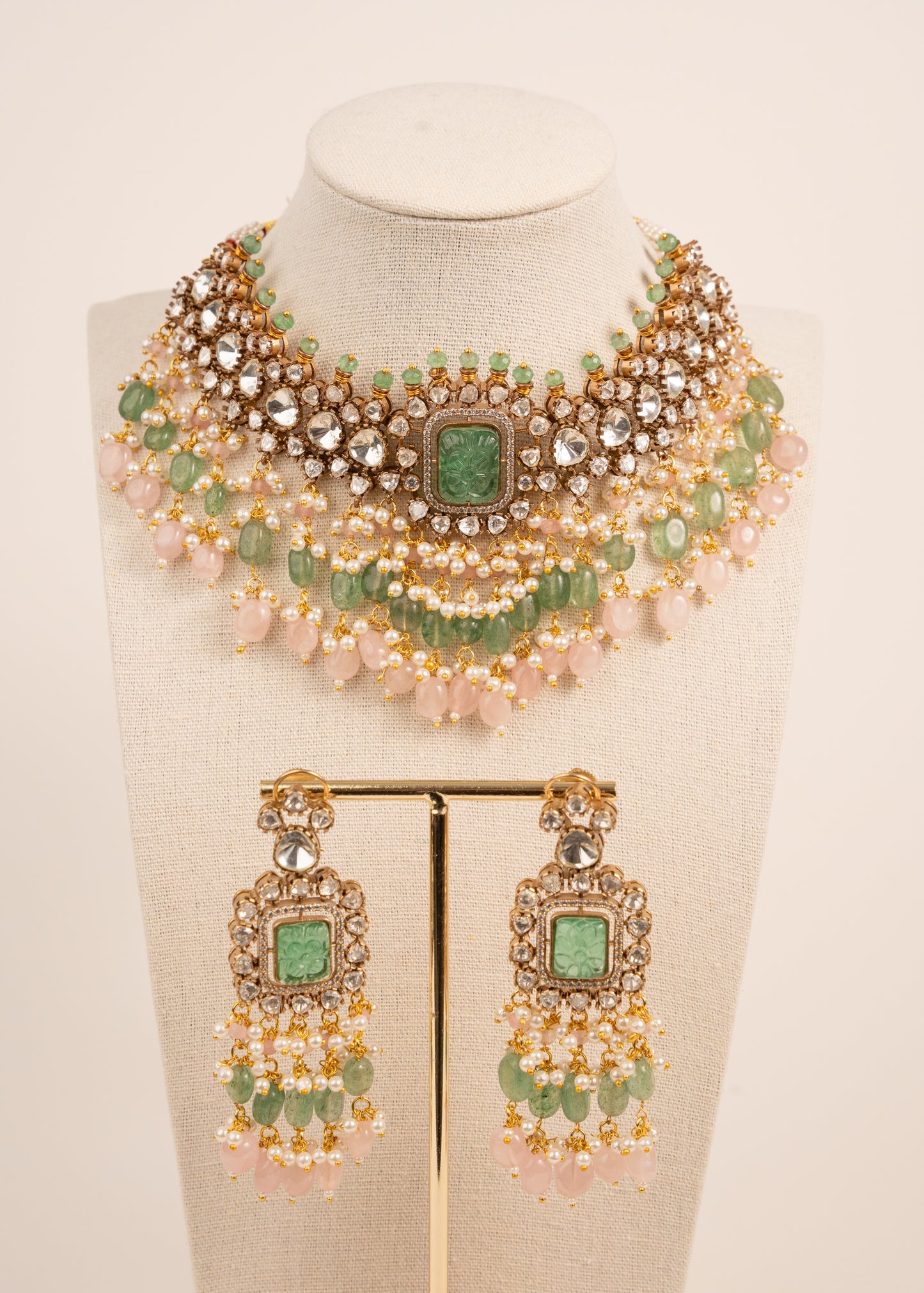 Pastel Kundan Bridal Choker Set/ Uncut Kundan Necklace/ High Quality Jewelry/ Bollywood Style Necklace/ Mint/ Sage/ Green/ Pink/ Pista