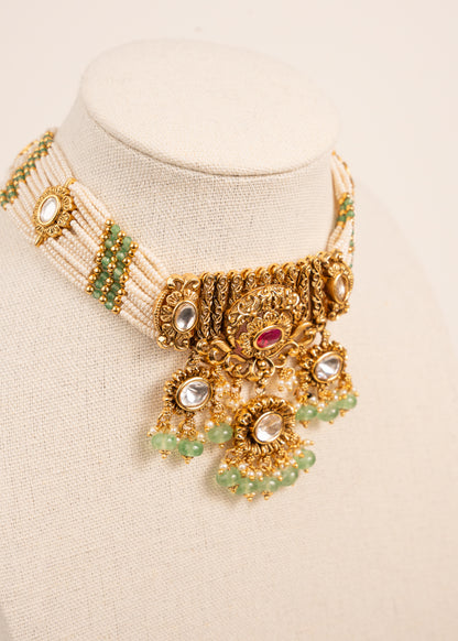 Kundan Heritage Meenakari Necklace Set/ South Indian Necklace Set/ Indian Choker Set/ Indian Gold Plated Jewelry/ Real Gold Look Necklace Set