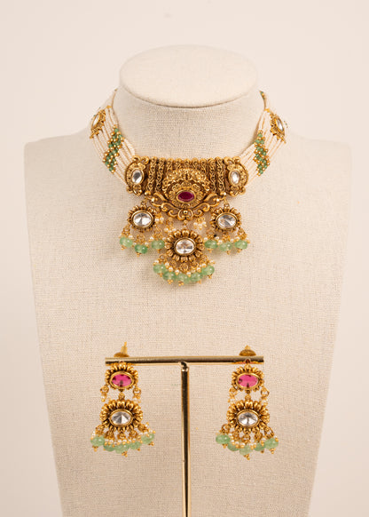 Kundan Heritage Meenakari Necklace Set/ South Indian Necklace Set/ Indian Choker Set/ Indian Gold Plated Jewelry/ Real Gold Look Necklace Set
