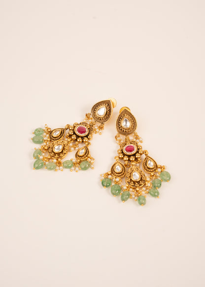 Kundan Heritage Meenakari Necklace Set/ South Indian Necklace Set/ Indian Choker Set/ Indian Gold Plated Jewelry/ Real Gold Look Necklace Set