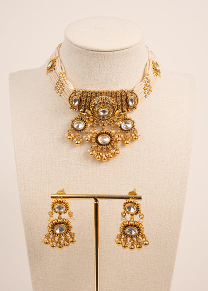 Kundan Heritage Meenakari Necklace Set/ South Indian Necklace Set/ Indian Choker Set/ Indian Gold Plated Jewelry/ Real Gold Look Necklace Set