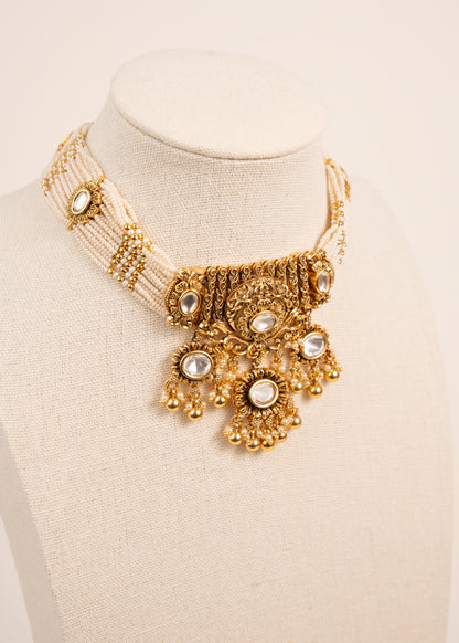 Kundan Heritage Meenakari Necklace Set/ South Indian Necklace Set/ Indian Choker Set/ Indian Gold Plated Jewelry/ Real Gold Look Necklace Set