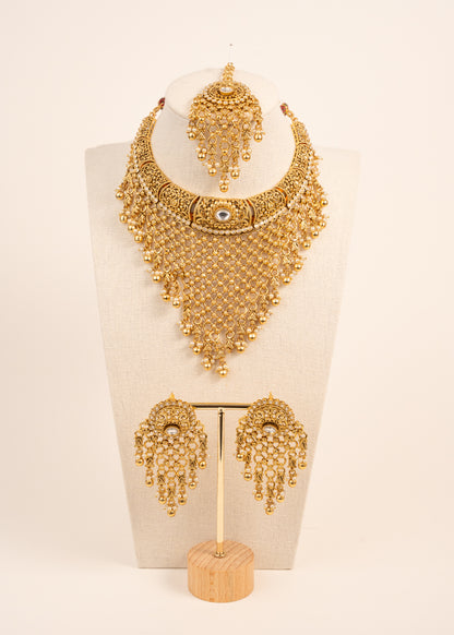 Premium Quality Gold Plated Statement Choker Set/ Indian Gold Plated Jewelry/ Traditional Jewelry/ Real Gold Look Necklace Set