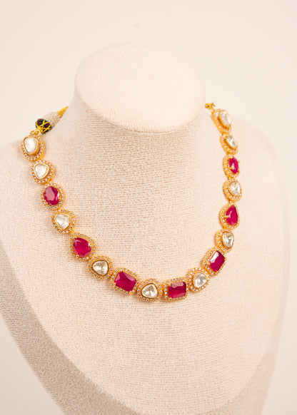 Kundan Necklace Set/ Indian Jewelry Set/ Wedding Necklace Set/ Ruby Stone Indian Wedding Set