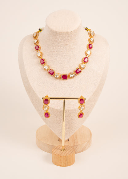 Kundan Necklace Set/ Indian Jewelry Set/ Wedding Necklace Set/ Ruby Stone Indian Wedding Set