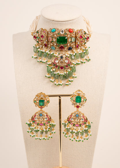 Premium Quality Kundan Necklace Set/ Indian Jewelry/ Indian Bridal Set/ Bridal Jwelery/ Mint/ Green/ Ruby