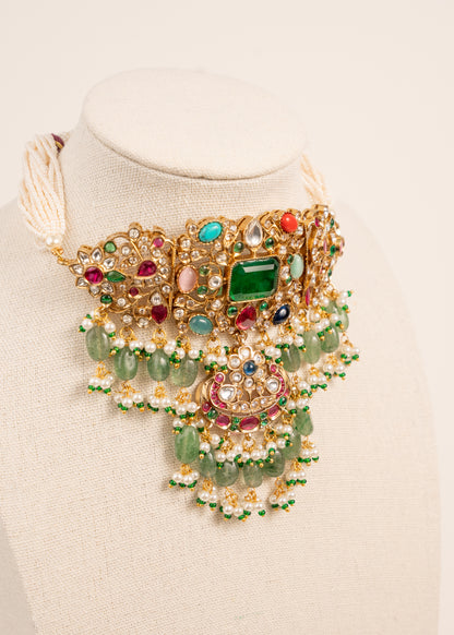 Premium Quality Kundan Necklace Set/ Indian Jewelry/ Indian Bridal Set/ Bridal Jwelery/ Mint/ Green/ Ruby