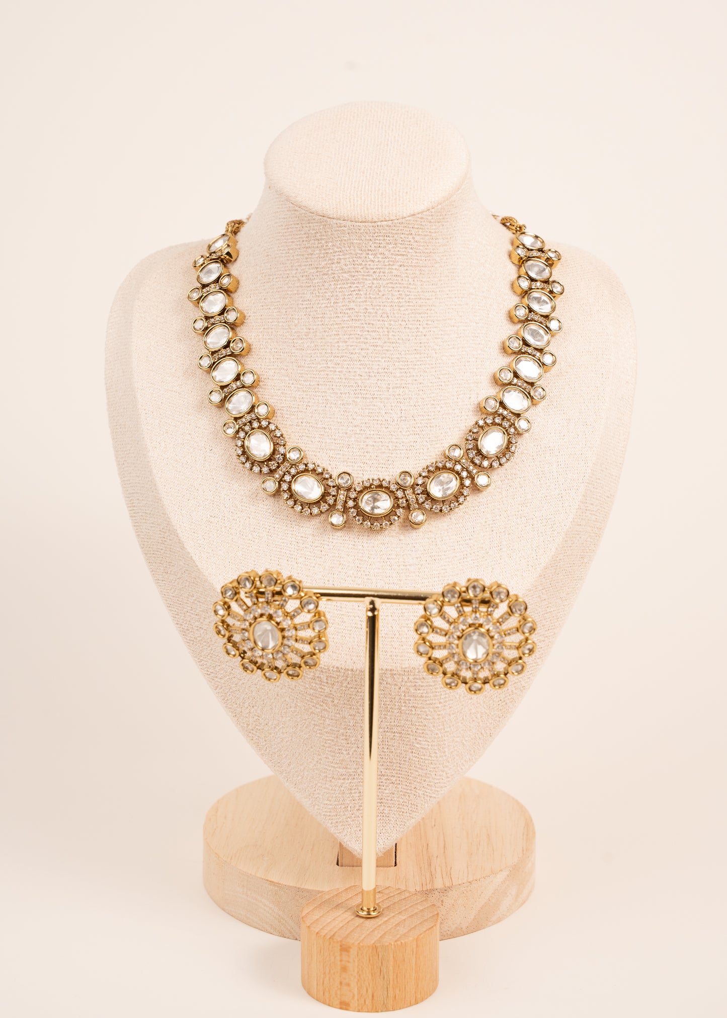 Premium Quality Tyaani Inspired uncut Kundan Polki antique polki Necklace set/ Antique Gold Set/ High Quality Single Line Necklace Set