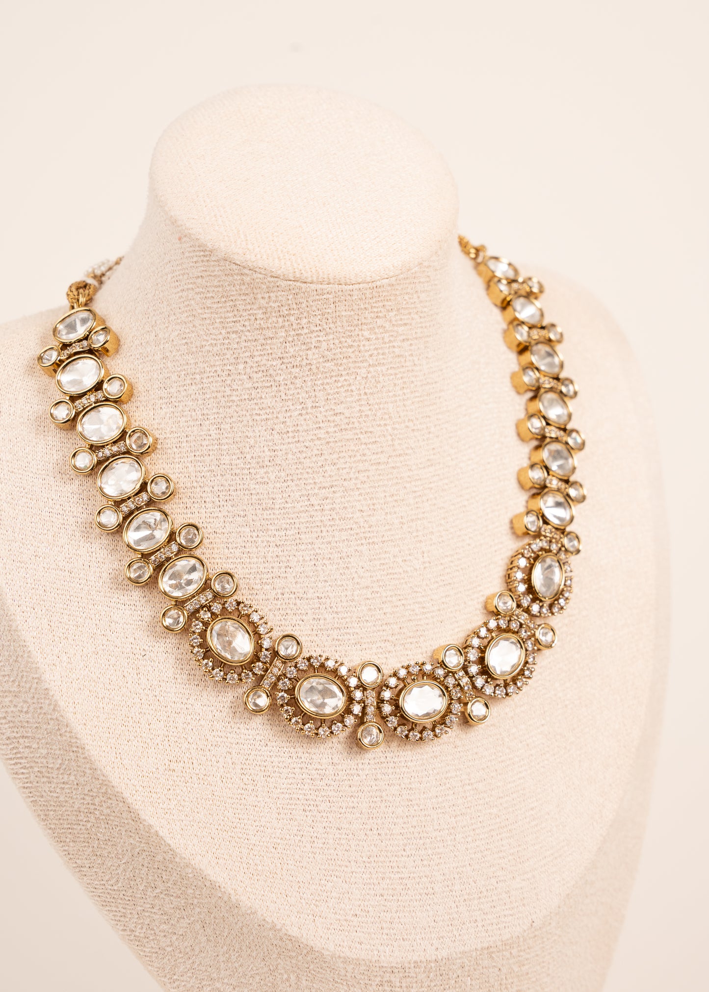Premium Quality Tyaani Inspired uncut Kundan Polki antique polki Necklace set/ Antique Gold Set/ High Quality Single Line Necklace Set